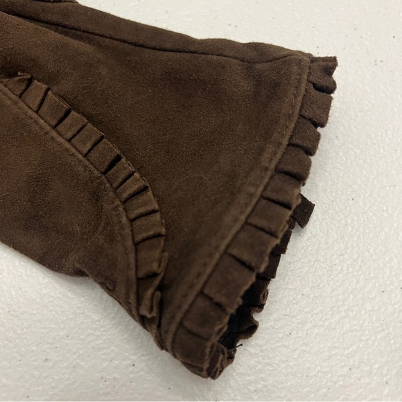 Lauren Ralph Lauren Leather Gloves Size Medium Brown Suede - Picture 2 of 10
